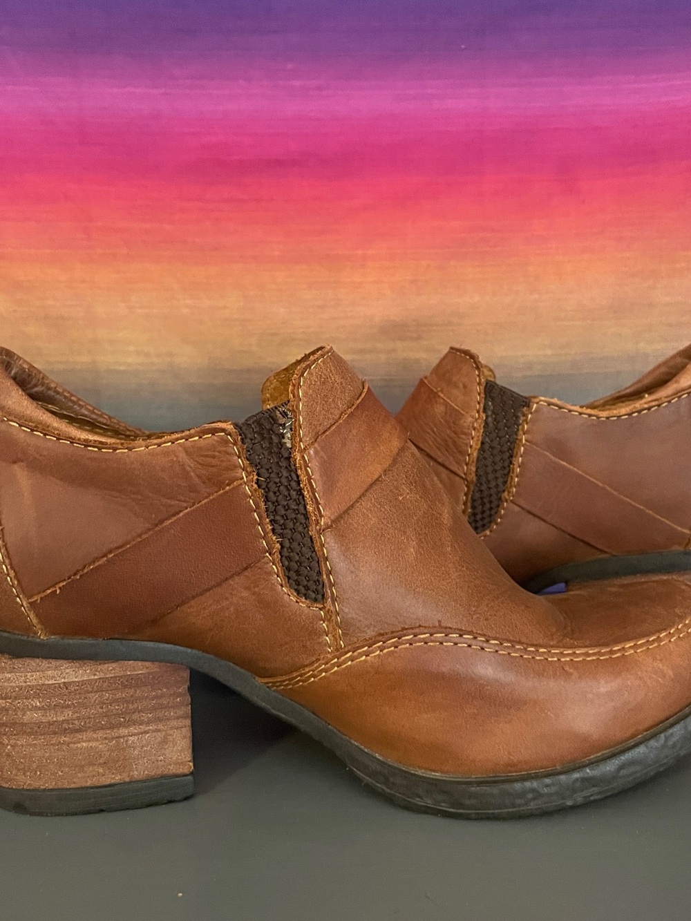 Born Nyssa Cognac Leather Ankle Booties Opanka Harness Comfort Heel 8.5 - Picture 11 of 11